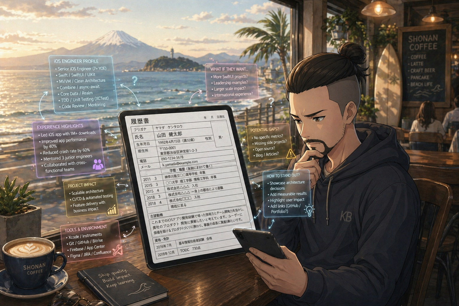 日本式の履歴書の書き方に悩んでいる様子